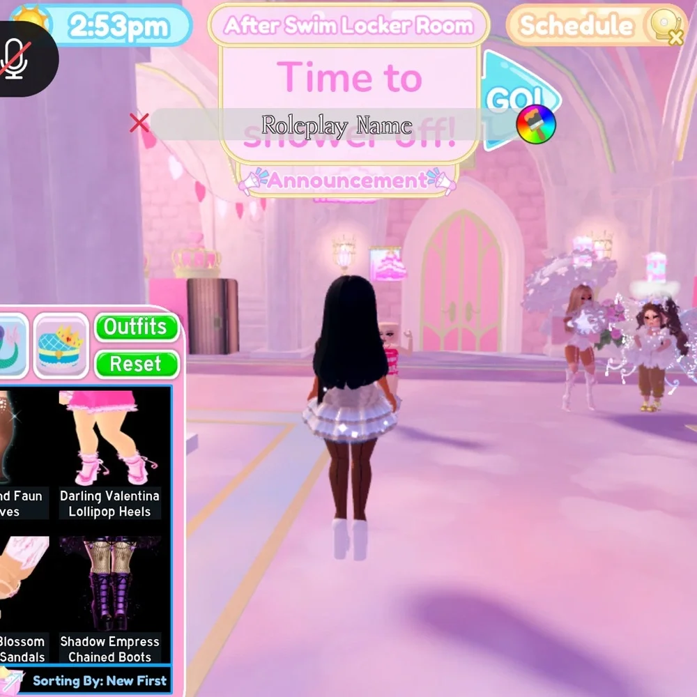 Virtual Pink and White Pleated Skirt